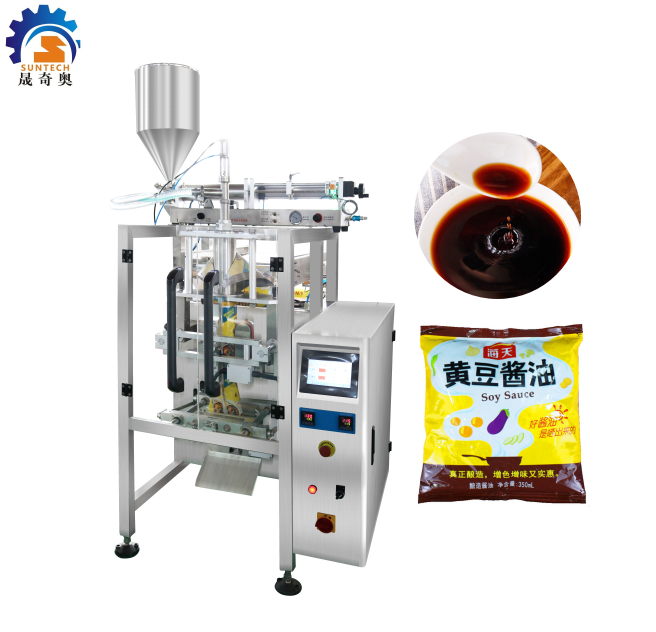 Multi-functional VFFS 350ml Soy Sauce Liquid Vertical Form Filling Sealing Packing Machine
