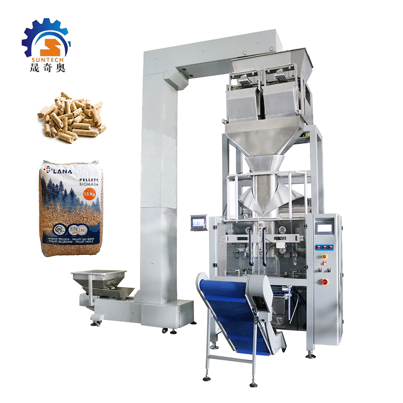 Full Automatic 15lb 18lb 20lb 22lb Short Twigs Granule Packing Machine With 2 Head Weigher