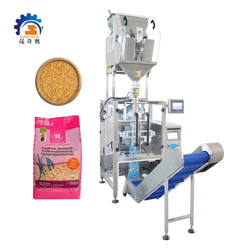 Multifunctional 500g 1kg 2kg Grain Rice Brown Rice Gusset Bag VFFS Packing Machine With Weigher