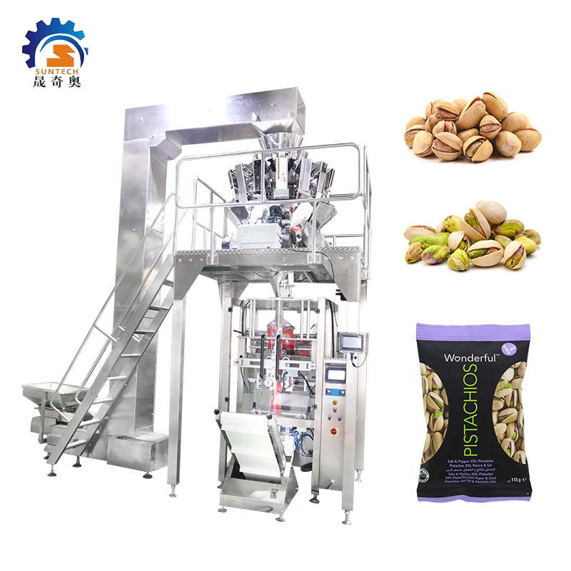 Automatic 3kg 5kg Pistachio Nuts Snacks Vertical Sealing Packing Machine With 14 Heads Weigher