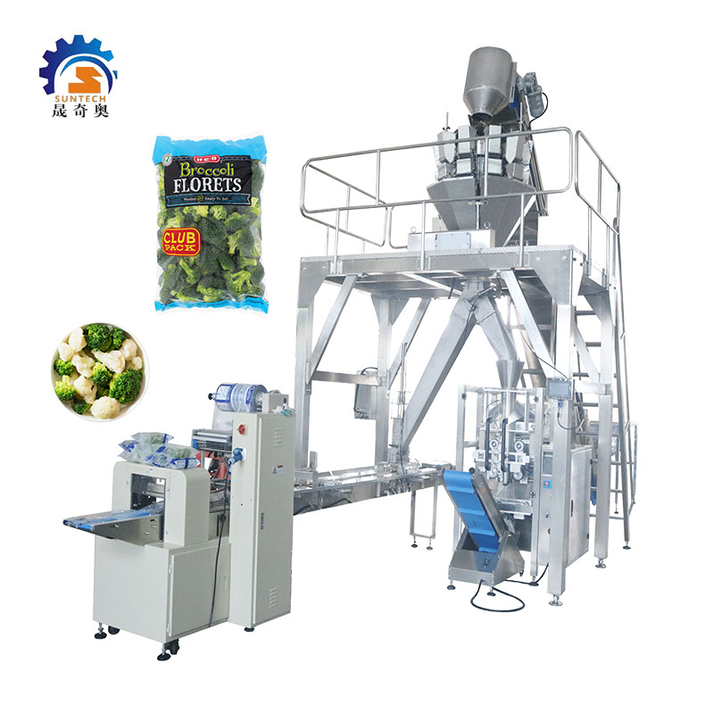 Low Noise 450g 1kg 2.43kg Green Healthy Vegetables Broccoli Packing Machine With Weigher