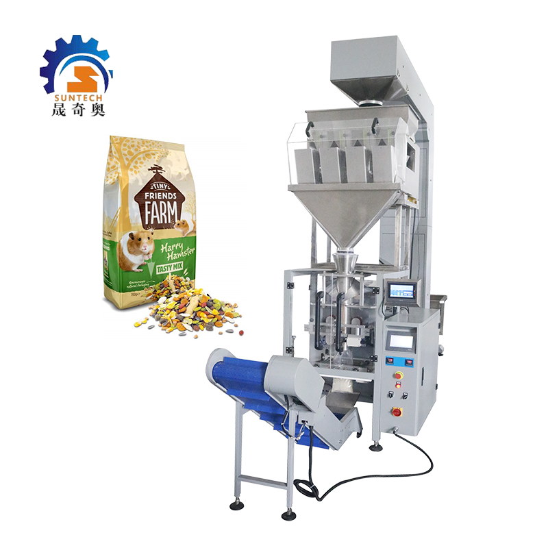 Fully Automatic Hamster Feed Mouse Feed Gerbil Food 1kg 2kg VFFS Packing Machine With 4 Heads