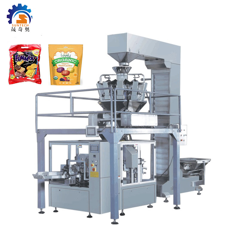 Rotary Granule Food Premade Bag Automatic Biscuits Cookied Snacks  Doypack Pouch Packing Machine