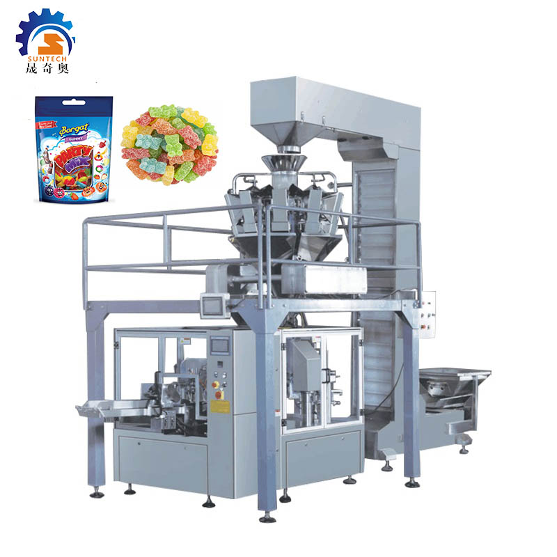 Rotary Granule Food Premade Bag Automatic Hard Candy Bear Gummy Snacks  Doypack Pouch Packing Machine