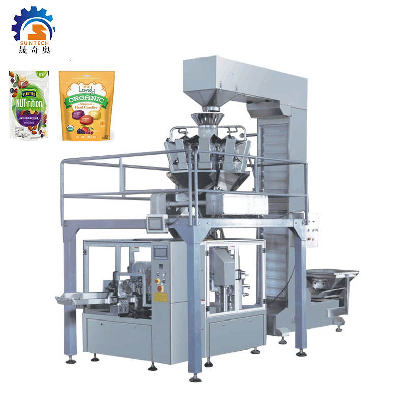 Automatic Doypack Snacks Chestnut Nuts Dry Fruit Candy Beans Premade Bag Rotary Packing Machine
