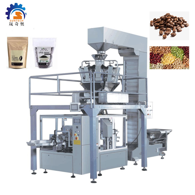 Rotary Granule Food Premade Bag Automatic Coffee Beans Chia Seed Doypack Pouch Packing Machine