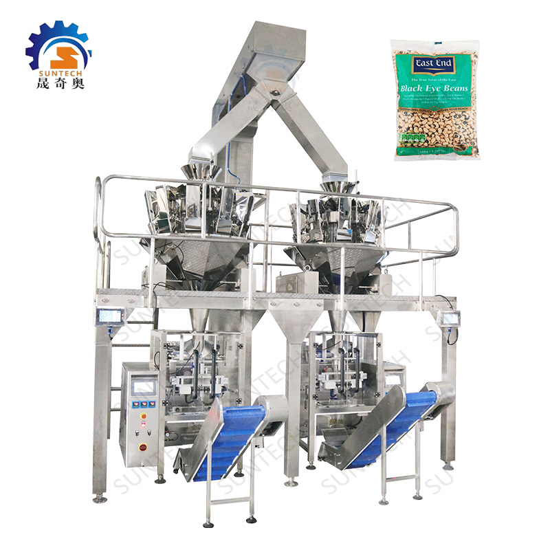 High Accuracy 100g 200g Rice Granule Back Seal Vertical Packing Machine With One Elevator