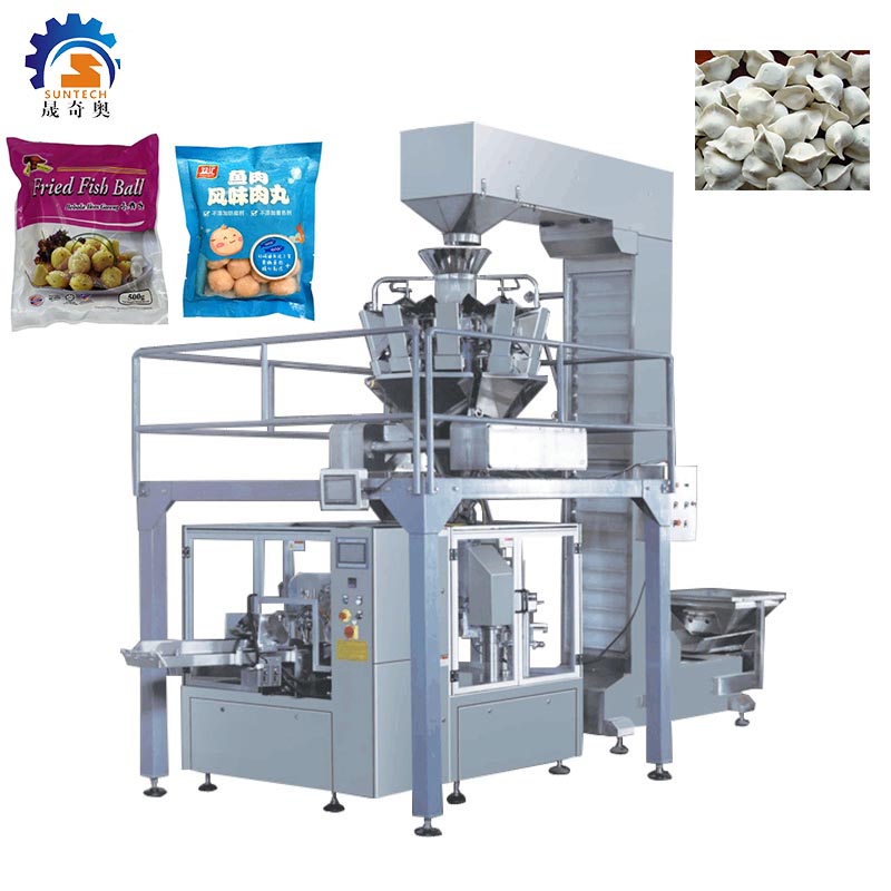 Fully Automatic Doypack sugar cookies chips pet frozen food packing pouch premade bag packaging machine