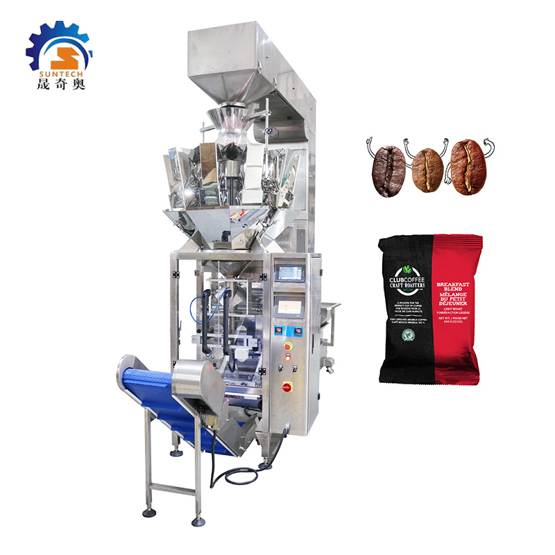 Vertical Fully Automatic Coffee Beans Packing Machine With Multi Heads Weigher