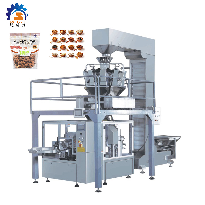 Automatic rotary snack nuts zipper bag premade pouch packing machine standup bag coffee bean doypack filling machine