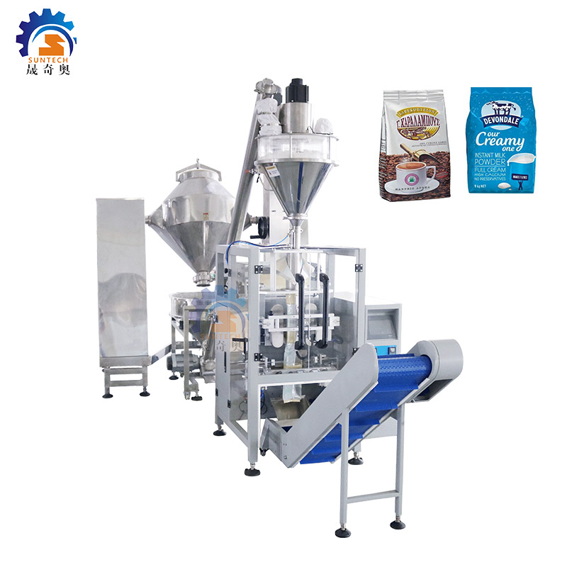 Automatic multi-function vertical flour 250g 500g 1kg sachet fruit powder flour milk instant coffee powder filling sealing packing machine with mixer