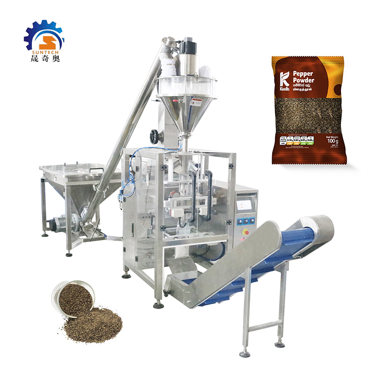 Fully Automatic 125g 150g Black Pepper Flavor Powder Plastic Bag Screw Conveying Packing Machine