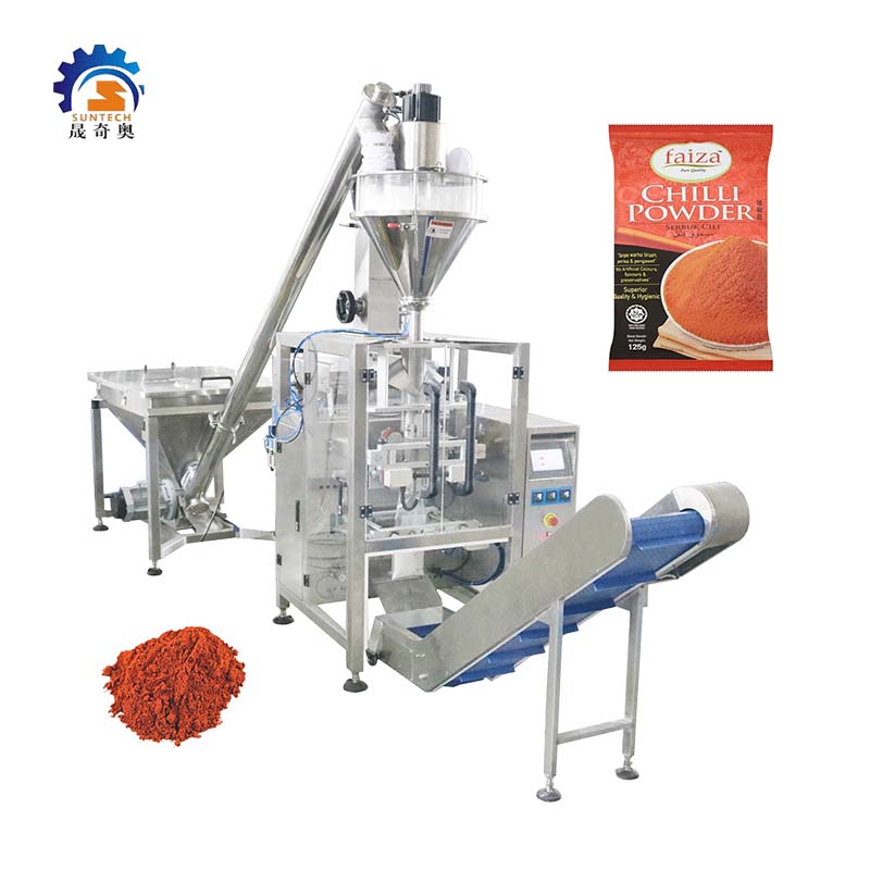 Fully Automatic 300g 400g Powdered Black Pepper Pillow Bag Screw Conveying Packing Machine