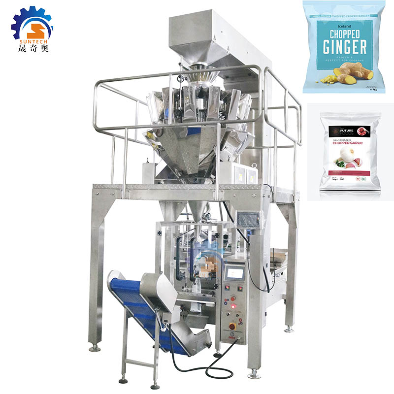 Fully automatic  500g 1kg peeled chopped garlic ginger vertical packing machine