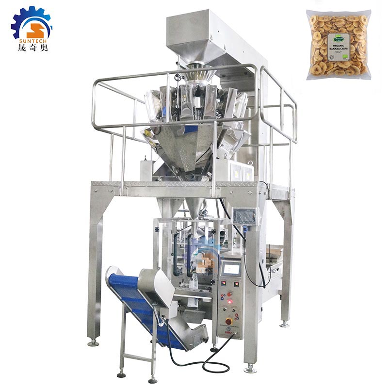 Fully automatic 50g 100g fruit crisps banana chips snacks broad beans food vertical packing machine