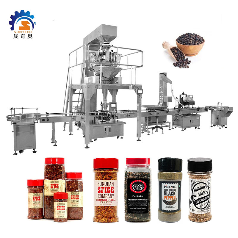 High Accuracy 100g 200g Granule Spices Black Pepper Chili Bottle Filling Capping Machine