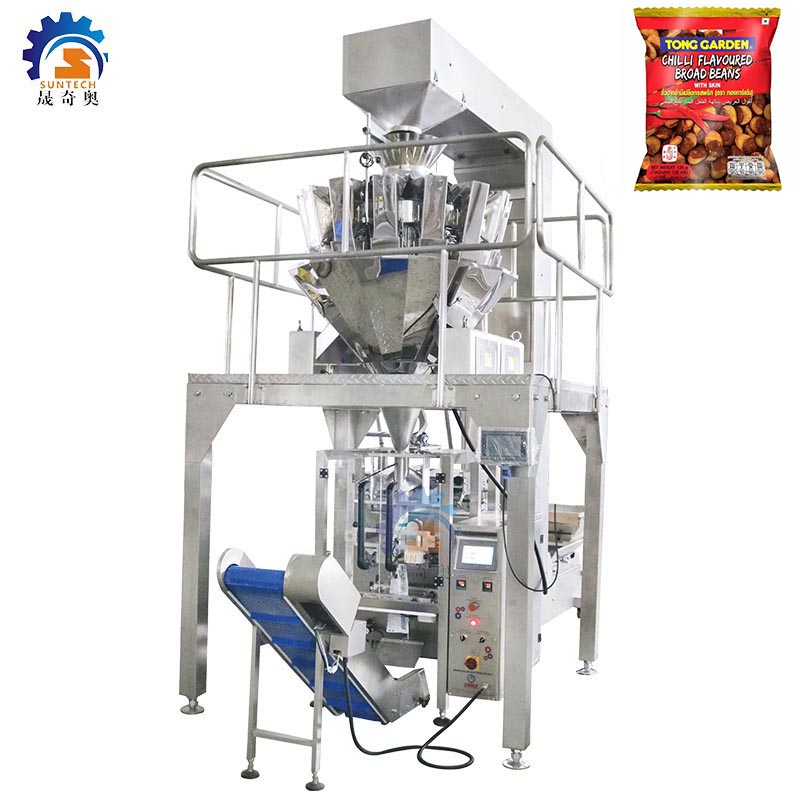 Fully automatic 50g 100g 250g  nuts snacks broad beans food vertical packing machine