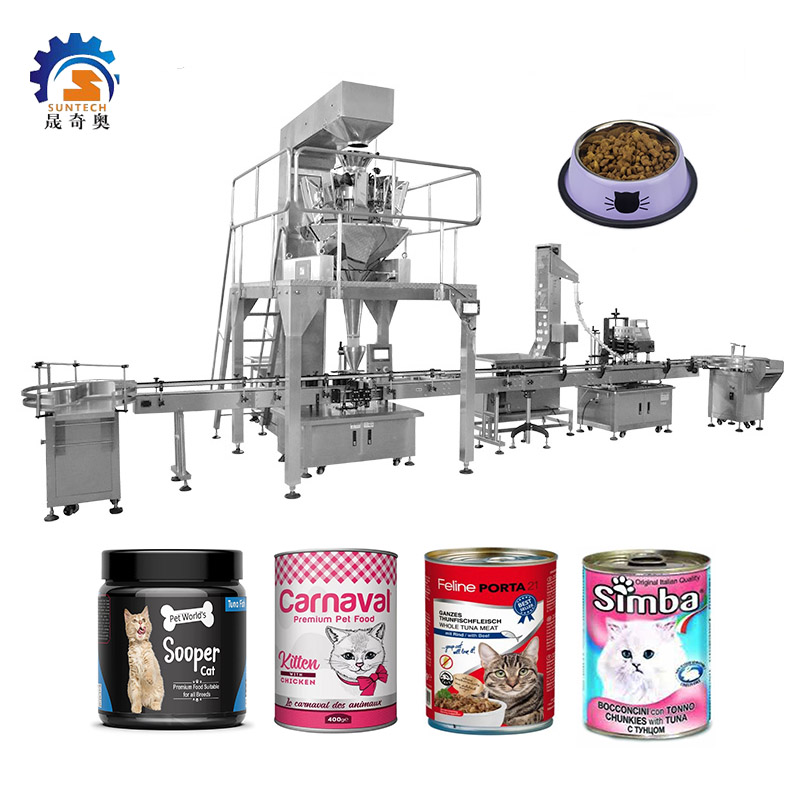 Metal Can Granule Kitten Foods Pet Foods Bottle Combination Weigher Packing Capping Machine