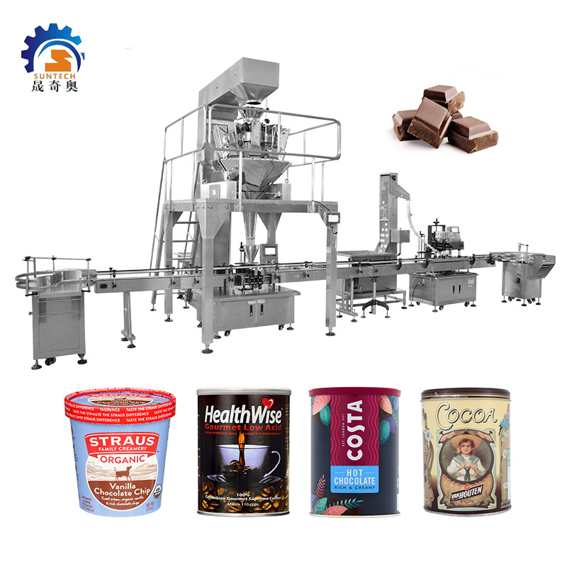 Automatic 473g Paper Cans Granule Organic Vanilla Chocolate Chips Weighing Filling Machine