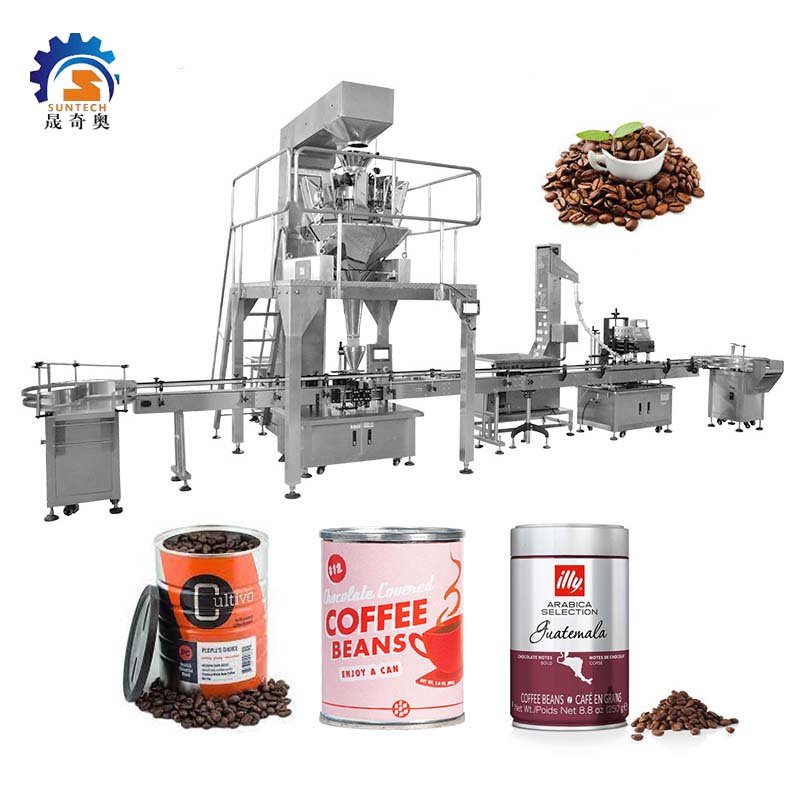 Automatic 500g Tin Cans Granule Coffee Beans Chopped Chocolate Weighing Filling Machine