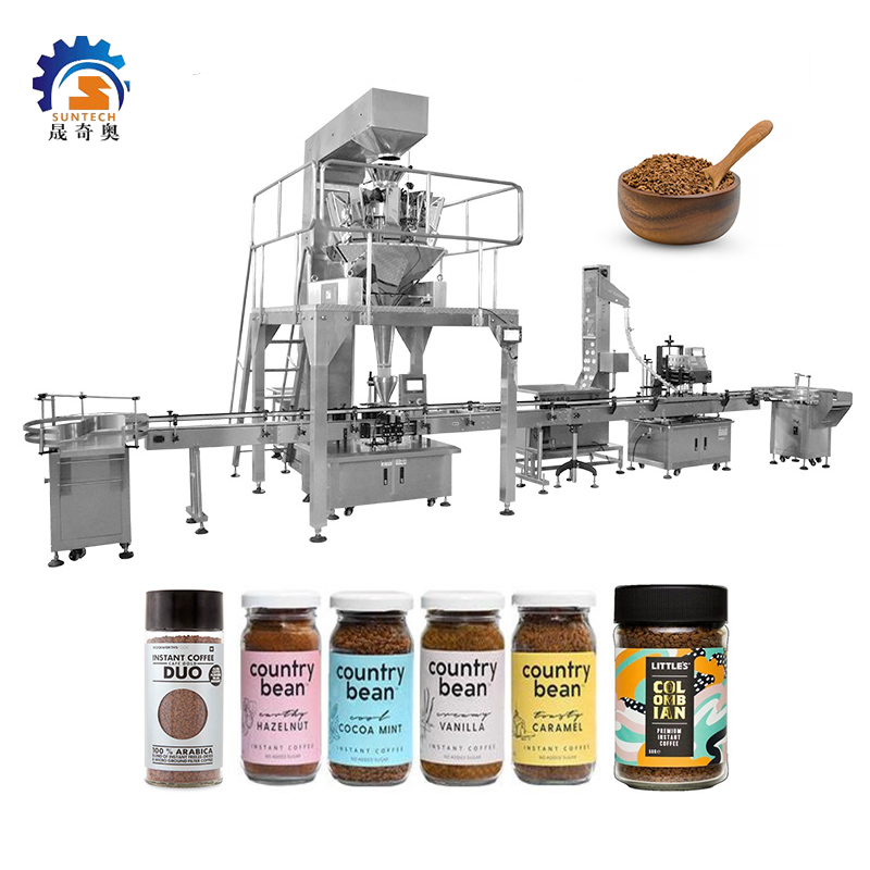 Automatic 80g Granule Cocoa Mint Caramel Instant Coffee Can Bottle Filling Weighing Machine