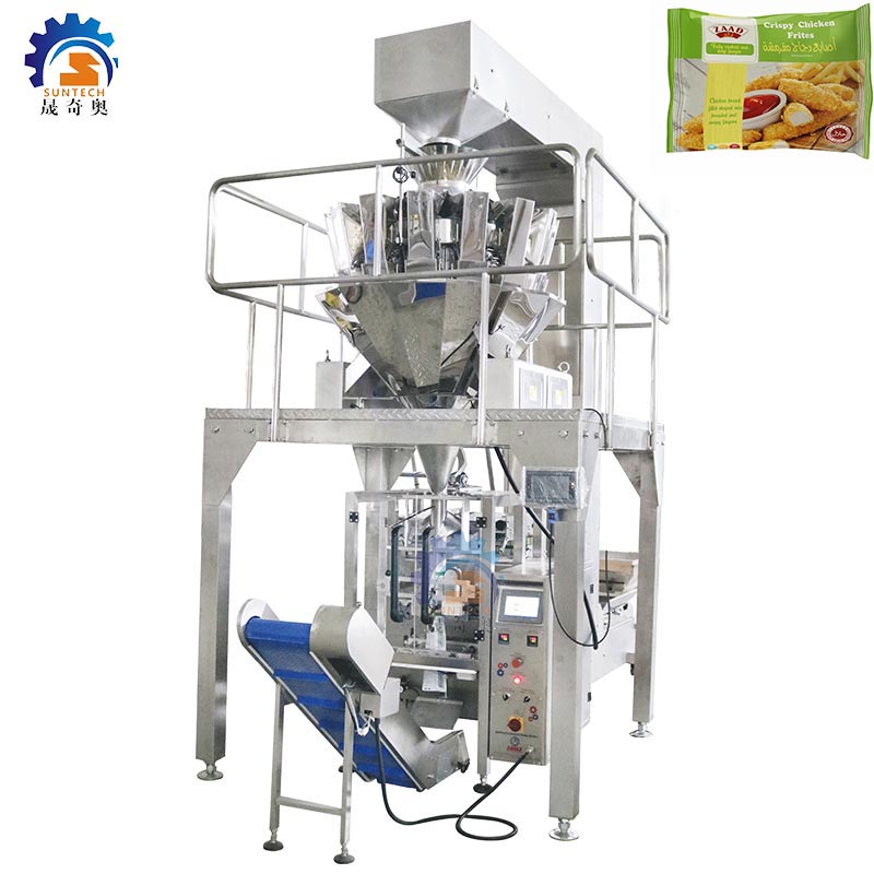 Fully automatic 250g 500g 1kg vegetable crispy chicken frites frozen food vertical packing machine