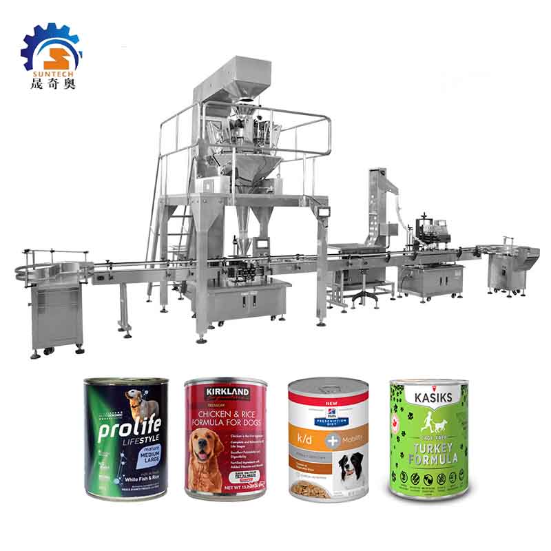 Automatic Lid Can Granule 120g Chicken Rice Formula For Dogs Pet Foods Packing Capping Machine