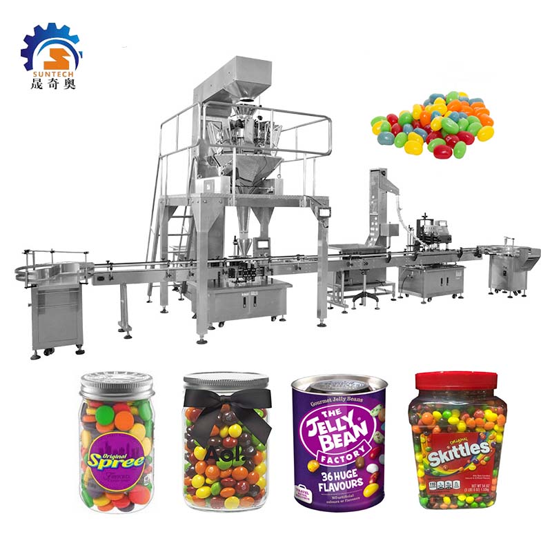 Automatic Bottles Cans Granule 150g Jelly Beans Candy Rainbow Candy Weighing Filling Machine