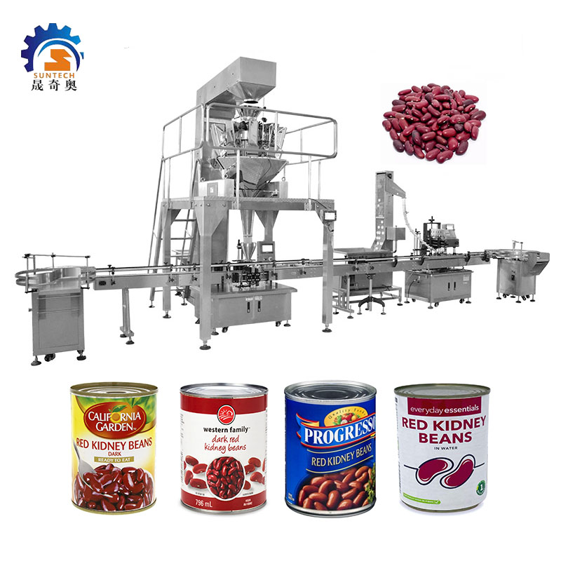 High Speed 735g 800g Dark Red Kidney Granule Beans Rice Can Packing Capping Machine