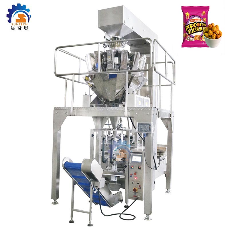Fully automatic 30g 50g puffed pocorn snacks nuts food vertical packing machine