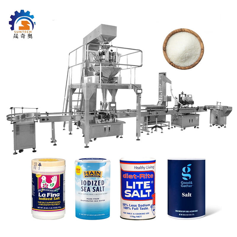 Foshan Manufacturer 170g Granule Lodized Salt Sea Salt Lite Salt Bottle Can Packing Machine