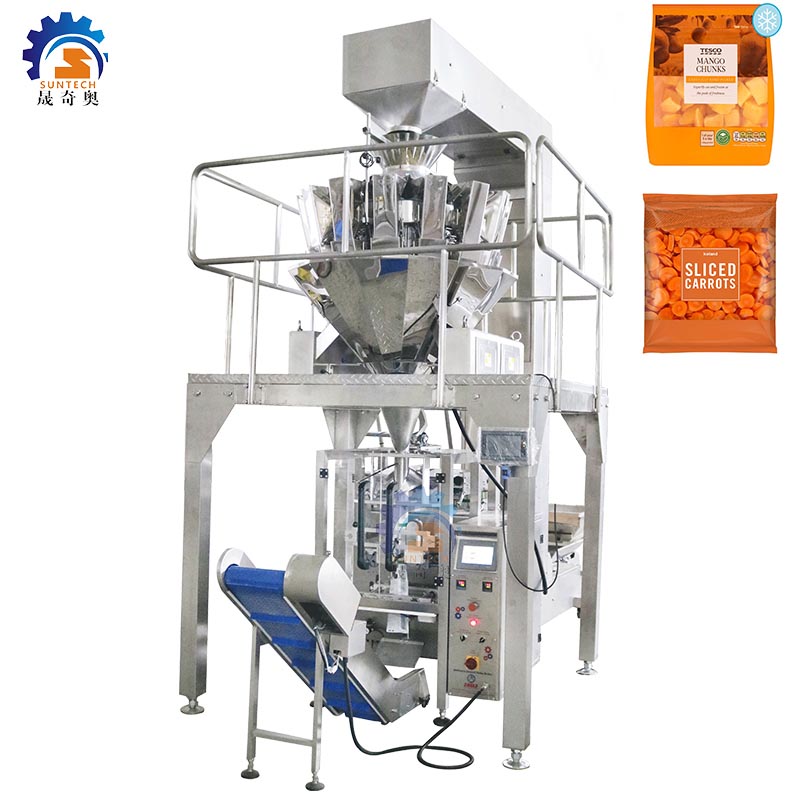 Fully automatic 500g 1kg 2kg mixed vegetables slices cabbage carrot potato frozen food vertical packing machine