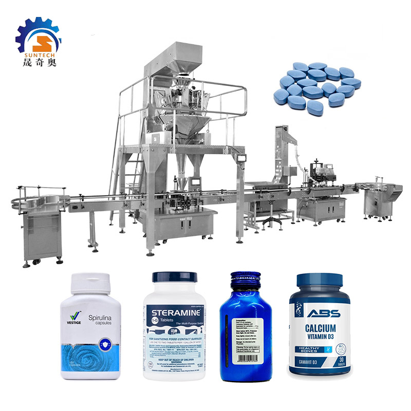 Automatic Granule 100ml 300ml Calcium Vitamin Chewable Tablets Medicine Bottles Capping Machine