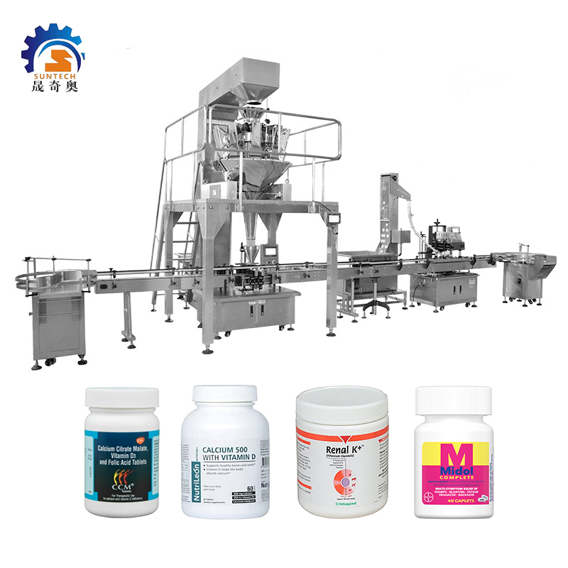 Automatic Granular 200g Calcium Citrat Malate Folic Acid Tablets Filling Packing Capping Machine