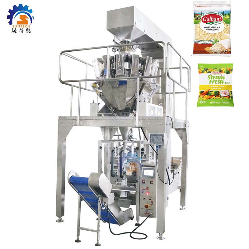 Fully automatic 500g 1kg 2kg mixed fruit and vegetables leaves mozzarella slice cheese frozen food vertical packing machine