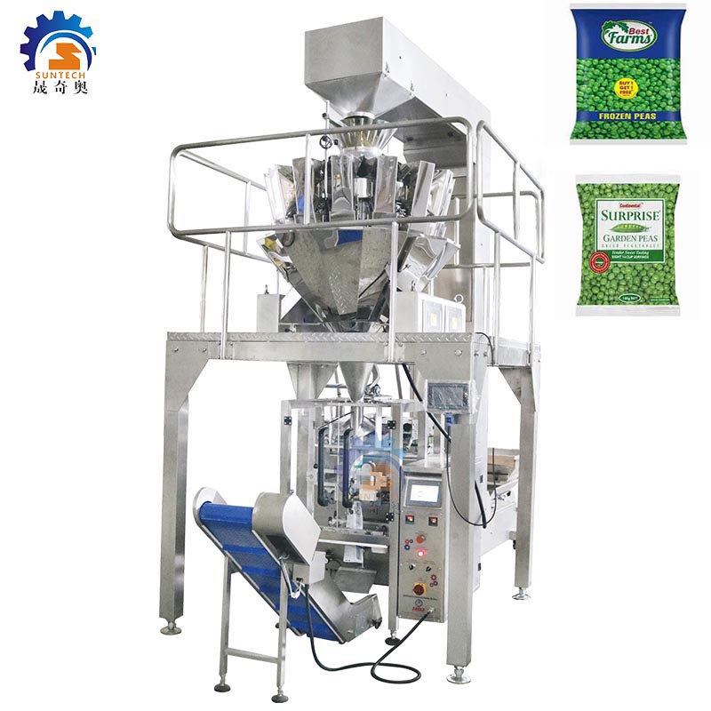Fully automatic 250g 500g 1kg vegetable frozen fresh peas food vertical packing machine