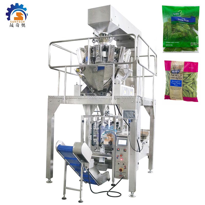 Fully automatic 250g 500g 1kg vegetable bean snap peas frozen food vertical packing machine