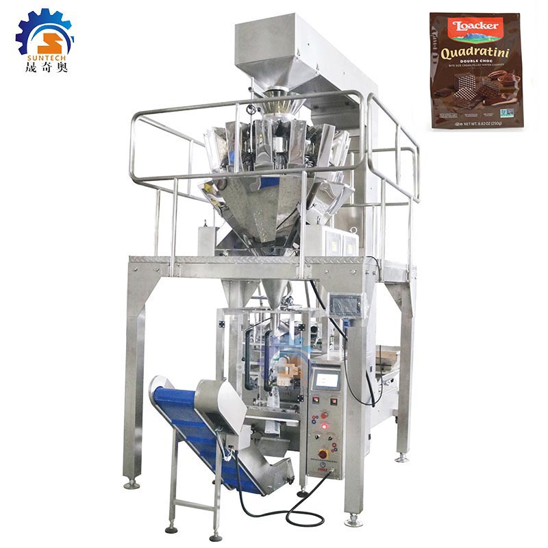 Fully automatic120g 250g 500g chocolate wafer biscuits snacks food vertical packing machine