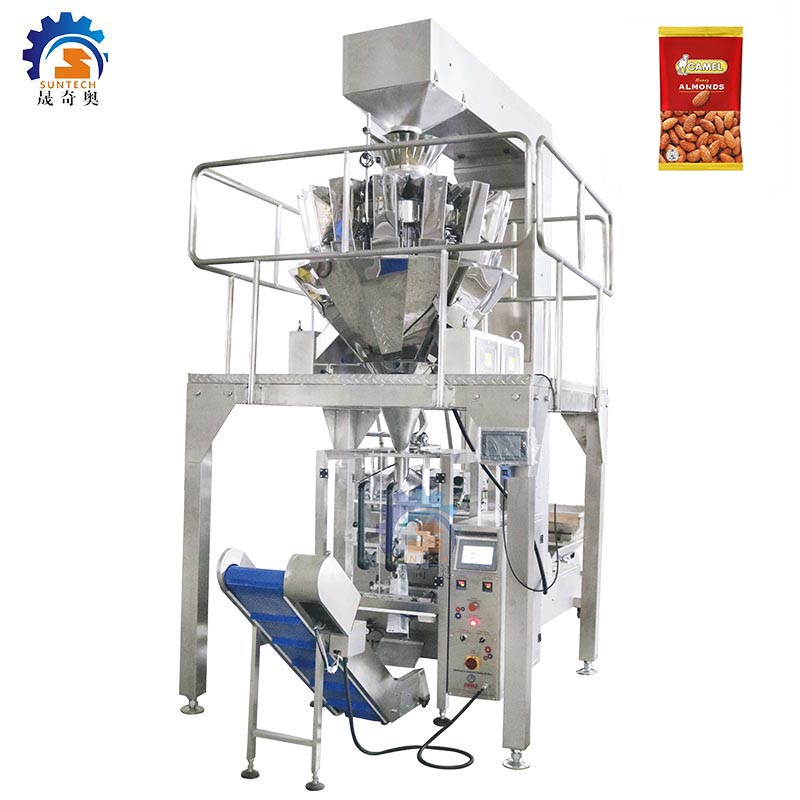 Full automatic shelled roasted almond cashew nuts food vertical vffs packing machine with multihead weigher