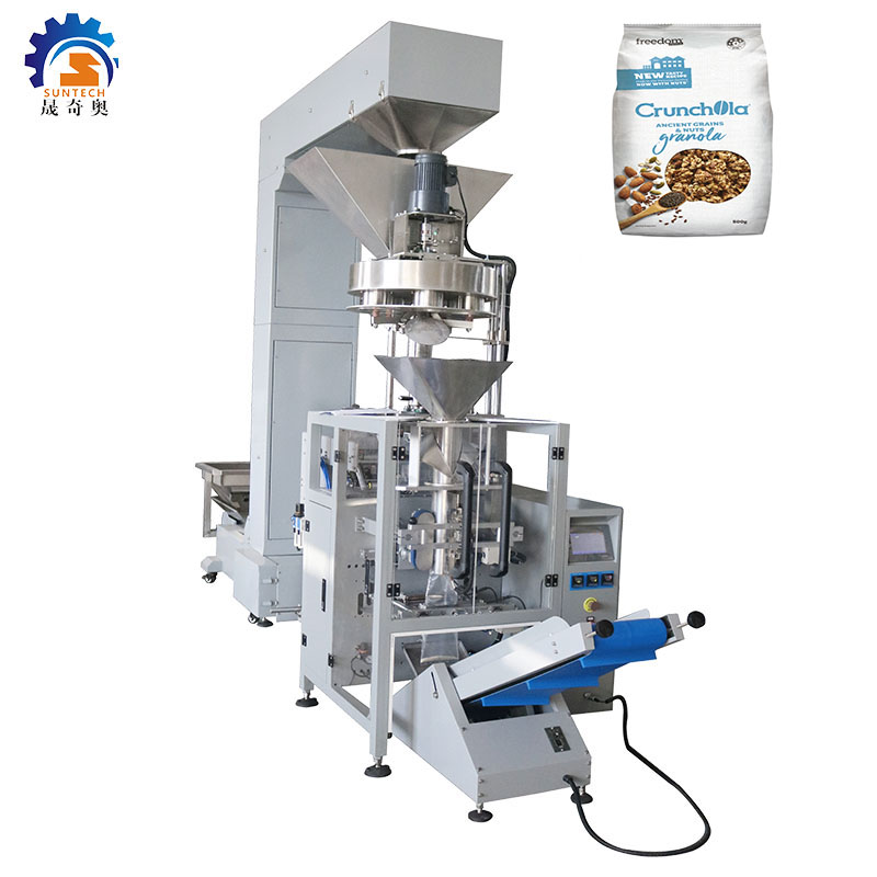 Full automatic 250g 500g 1kg crunchola grains rice food vertical measuring cup packing machine