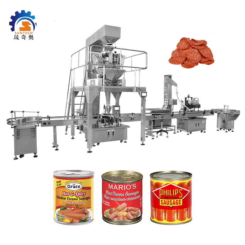 Granule 250g Hot & Spicy Mini Vienna Sausage Foods Metal Can Packing Capping Machine