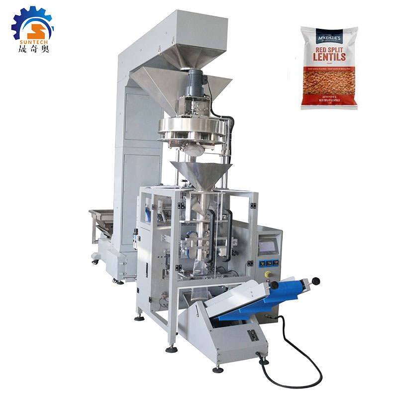 Full automatic 250g 500g 1kg lentils beans grain food vertical measuring cup economic packing machine
