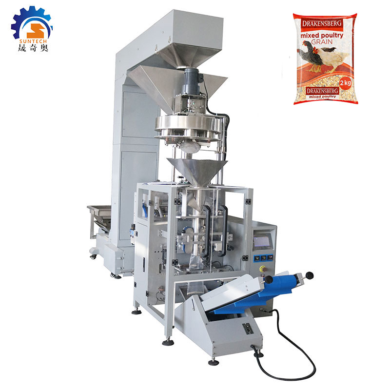 Full automatic 1kg 2kg mixed poultry grain food vertical measuring cup packing machine