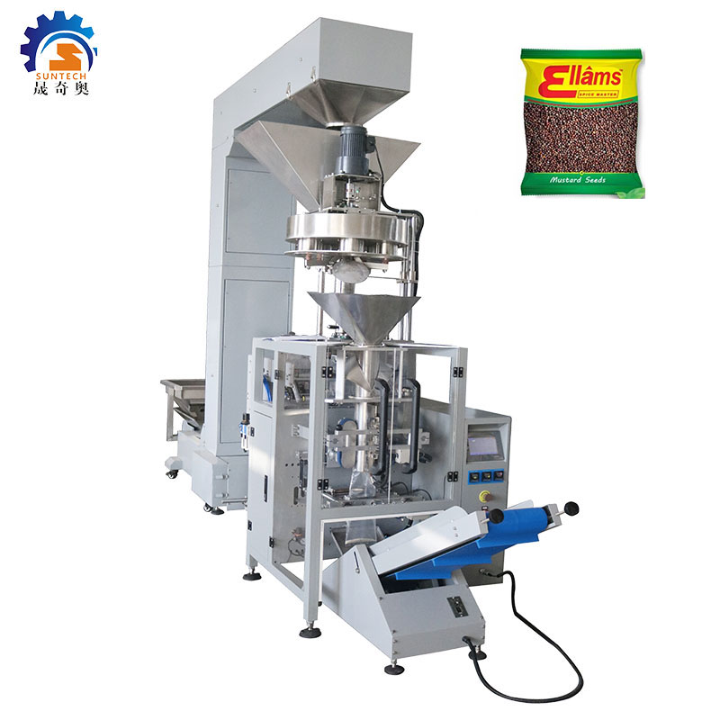Full automatic 250g 500g 1kg mustard seed grain food vertical measuring cup economic packing machine