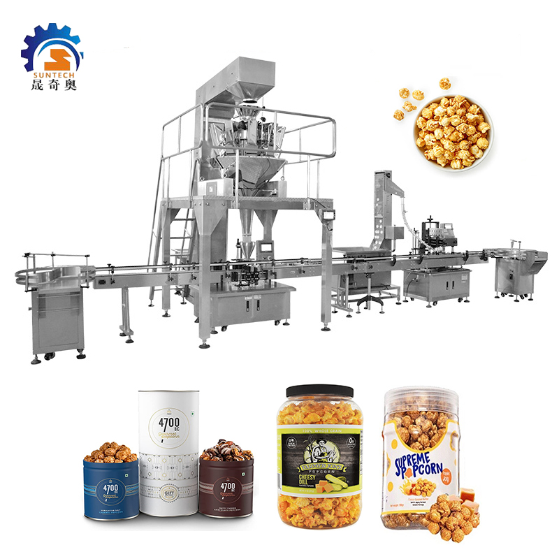 Granular 300g Cheesy Sweet Fried Popcorn Can Plastic Jar Snack Foods Packing Weighing Machine