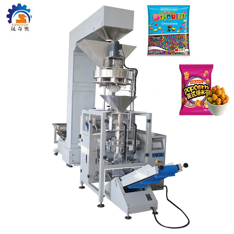 Fully automatic economic measuring cup 20g 30g popcorn chocolate beans snack food vertical  packing machine