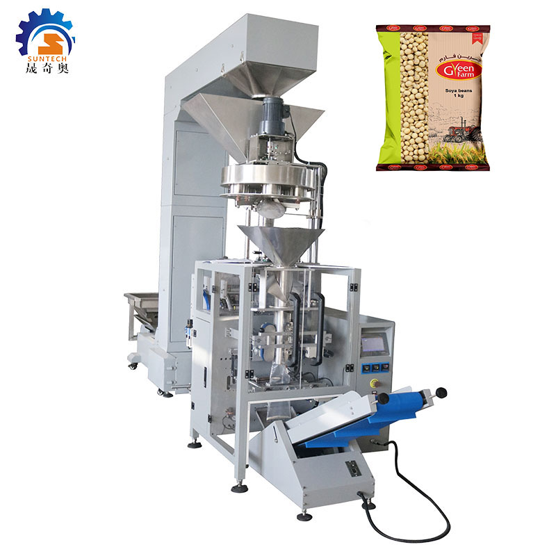 Fully automatic economic measuring cup 250g 500g 1kg soya bean grains food vertical  packing machine