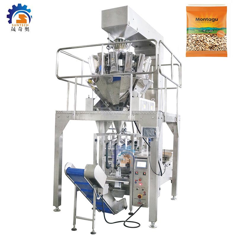 Full automatic sunflower seeds chicken bird seed food vertical vffs packing machine with multihead weigher