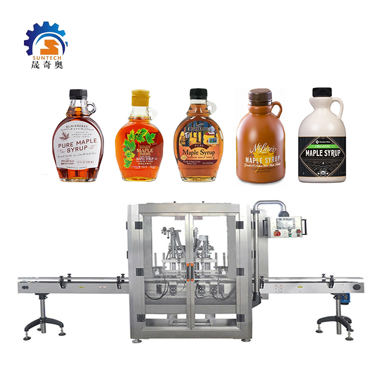 High Rigidity 220ml Organic Maple Syrup Liquid Glass Bottle With Handle Capping Filling Machine