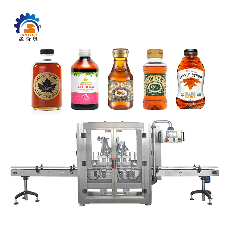 Accurate Control Liquid 324ml Golden Natural Maple Syrup Bottle Capping Packing Labeling Machine